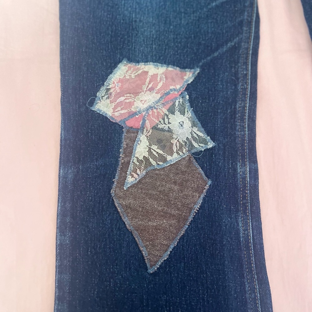 Mudd Women's Dark Blue Patchwork Jeans - image 4